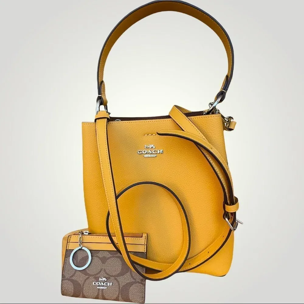 Coach K2111-1011 Small Town Bucket Pebble Leather & Mini ID Holder